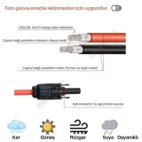 6 mm² Solar Kablo ve MC4 Konnektör Seti — 100 m Kırmızı + 100 m Siyah – görsel 2
