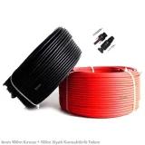 6 mm² Solar Kablo ve MC4 Konnektör Seti — 100 m Kırmızı + 100 m Siyah – görsel 1