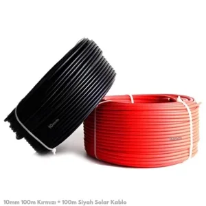 10 mm² Çift İzolasyonlu Solar Kablo — 100 m Kırmızı + 100 m Siyah