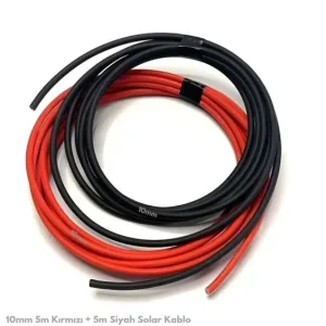 10 mm² Çift İzolasyonlu Solar Kablo — 5 m Kırmızı + 5 m Siyah