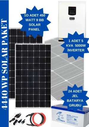 Güneş Enerjisi Hazır Paket 4.44 Kw/h