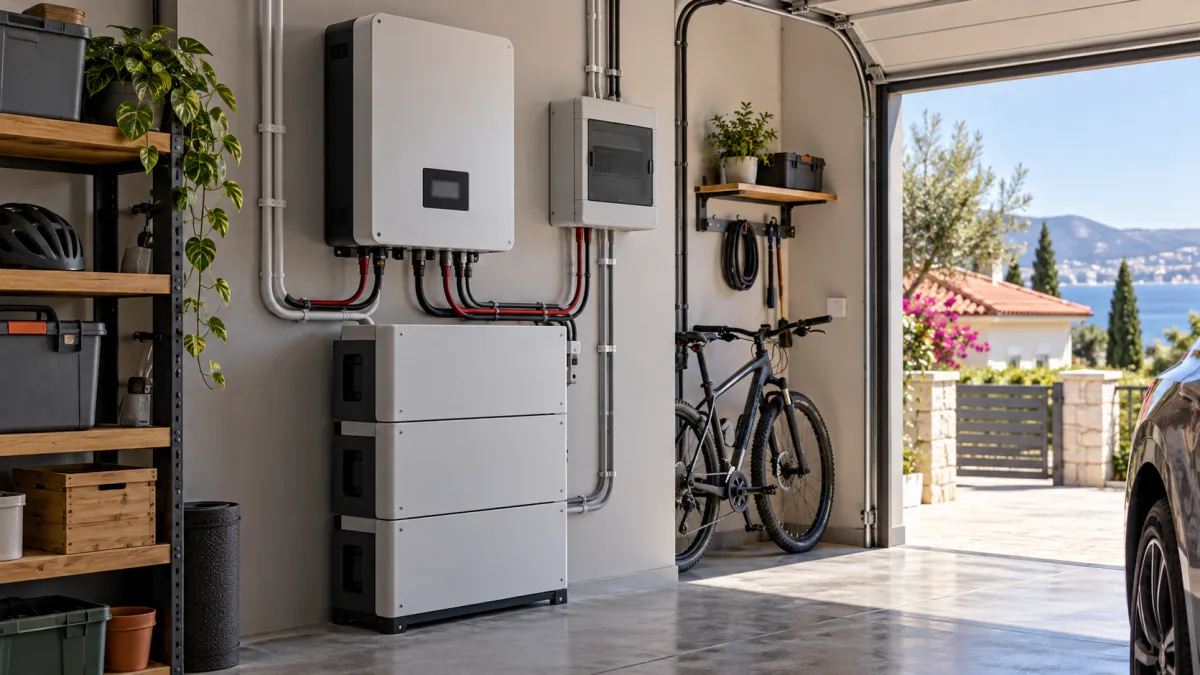 Fronius GEN24 5kW Monofaze Hibrit İnverter — 2xMPPT — garajda lityum ev bataryasıyla birlikte duvara monte hibrit inverter