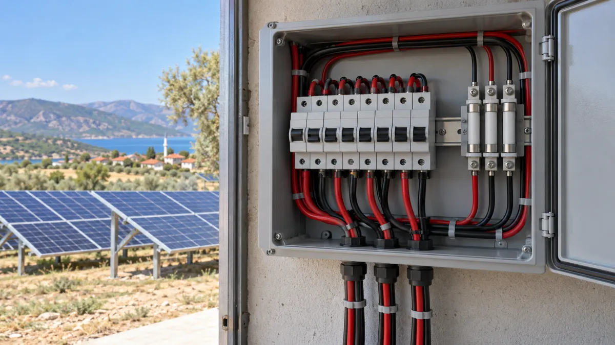 Pantec DC 40A 800V Devre Kesici (2P) — güneş enerjisi sisteminin DC panosunda devre kesiciler ve sigorta yuvaları