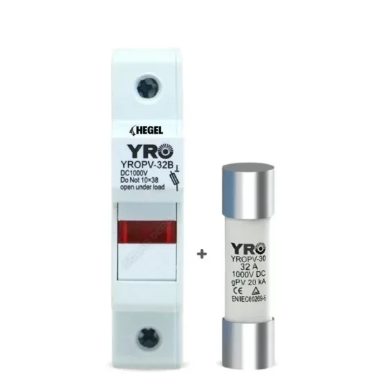 Hegel 1000V DC Kartuş Sigorta Yuvası + 32A Kartuş Sigorta Seti
