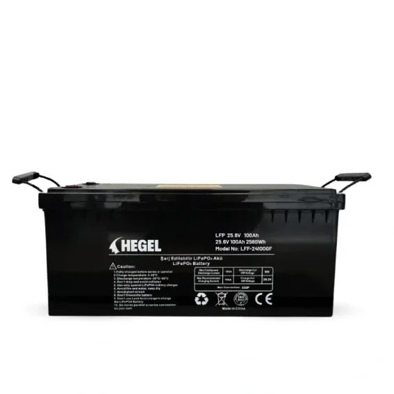 Hegel 25,6V 100Ah LiFePO4 Lityum Akü + Bluetooth