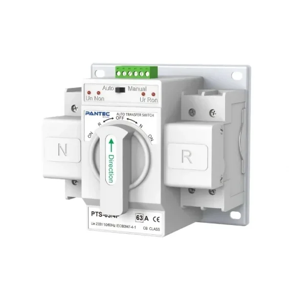 Pantec 63A 230V Monofaze Otomatik-Manuel Transfer Switch